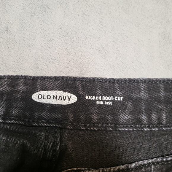 Old Navy Jeans Womens 16 Black Gray Kicker Boot-Cut Mid-Rise Stretch Denim Faded - Picture 3 of 10